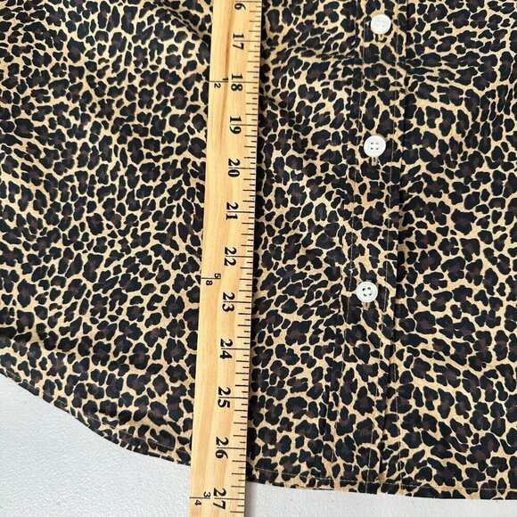 J Crew Button up Shirt Size M Leopard Print Long Sleeve Signature Fit - Picture 7 of 11